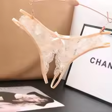 String Sexy en Dentelle Transparente avec Ouverture et Nœud Papillon - Vue 2