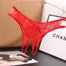 String Sexy en Dentelle Transparente avec Ouverture et Nœud Papillon - Vue 5