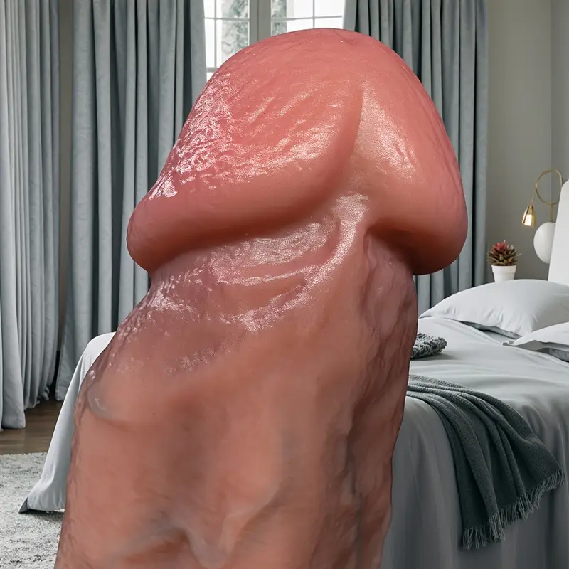 Jouet Adulte Réaliste : Pénis Courbé en Silicone Souple de 24,5 cm avec Texture Veinée - Vue 4